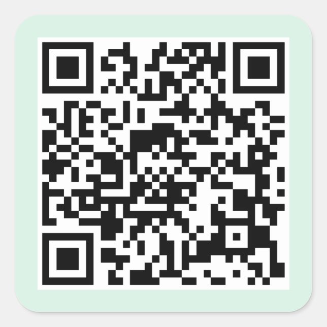 Adesivo Quadrado Código QR verde de menta clara (Frente)