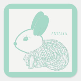 Adesivo Quadrado Coelhinho Bonito do Bebê em Pastel Green Antalya