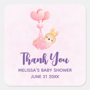 Adesivo Quadrado Coelhinho Bonito num cobertor do Coração