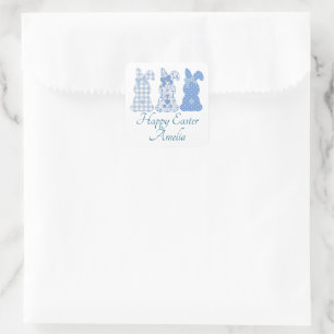 Adesivo Quadrado Coelhinho da Páscoa Personalizado Coquette Azul Br