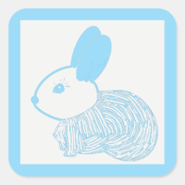 Adesivo Quadrado Coelhinho de Bebê Bonito em Azul