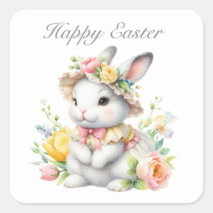 Adesivo Quadrado Coelhinho de Felz pascoa bonito