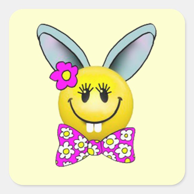 Adesivo Quadrado Coelhinho De Páscoa Dela (Frente)