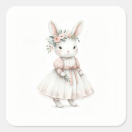 Adesivo Quadrado Coelhinho num Vestido