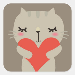 Adesivo Quadrado Coelho bonito com amor