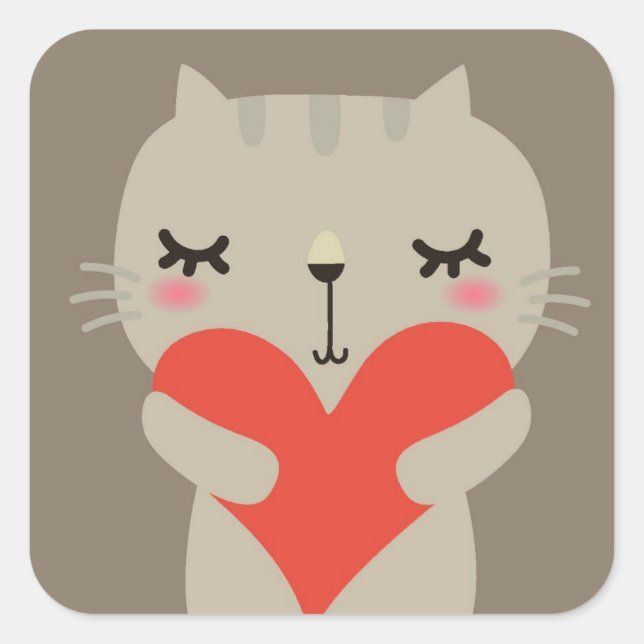 Adesivo Quadrado Coelho bonito com amor (Frente)