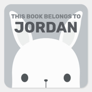 Adesivo Quadrado Coelho Bonito com Nome Personalizado