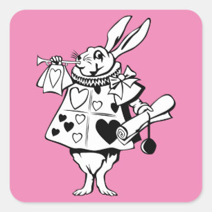 Adesivo Quadrado Coelho branco de Alice no País das Maravilhas