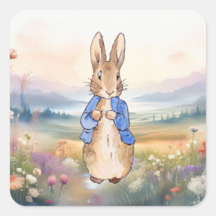 Adesivo Quadrado Coelho clássico Bunny jaqueta azul