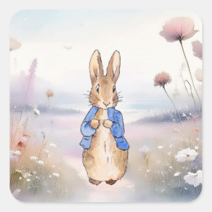 Adesivo Quadrado Coelho clássico Bunny jaqueta azul