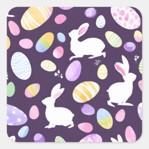 Adesivo Quadrado coelho com ovos de Páscoa