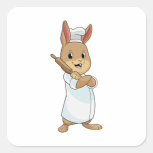 Adesivo Quadrado Coelho como padeiro com cavilha rolante