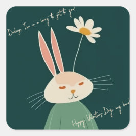 Adesivo Quadrado Coelho de animação, Dia de os namorados