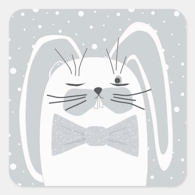 Adesivo Quadrado Coelho de animação, símbolo 2023. (Frente)