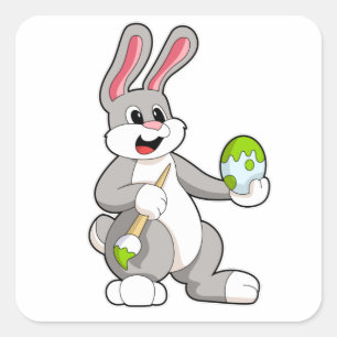 Adesivo Quadrado Coelho em Pintura com Ovo