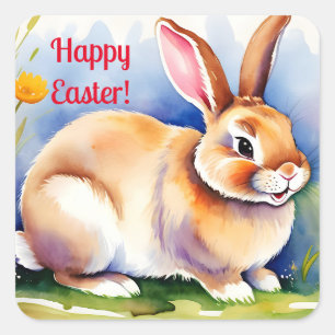 Adesivo Quadrado Coelho feliz 2, Páscoa
