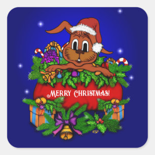 Adesivo Quadrado Coelho Natal