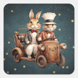 Adesivo Quadrado Coelhos de natais vintages