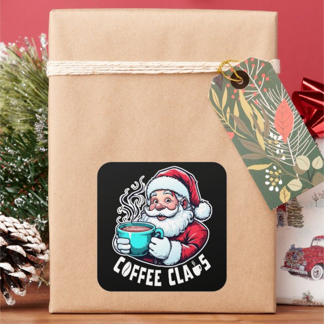 Adesivo Quadrado Coffee Claus Santa Hot Drink (Feriado)