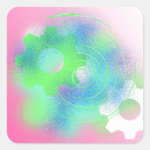 Adesivo Quadrado Cog Abstrato Radical