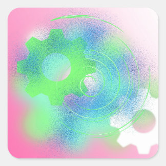 Adesivo Quadrado Cog Abstrato Radical
