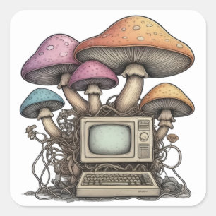 Adesivo Quadrado Cogumelos DOS