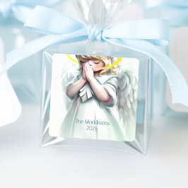 Adesivo Quadrado Coisa de Anjo da Menina de Oração Personalizada
