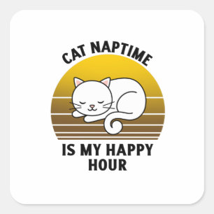 Adesivo Quadrado Coisa engraçada do gato O tempo do gato é minha ho