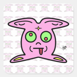 Adesivo Quadrado Coisa rosa parecida com coelho v2.1