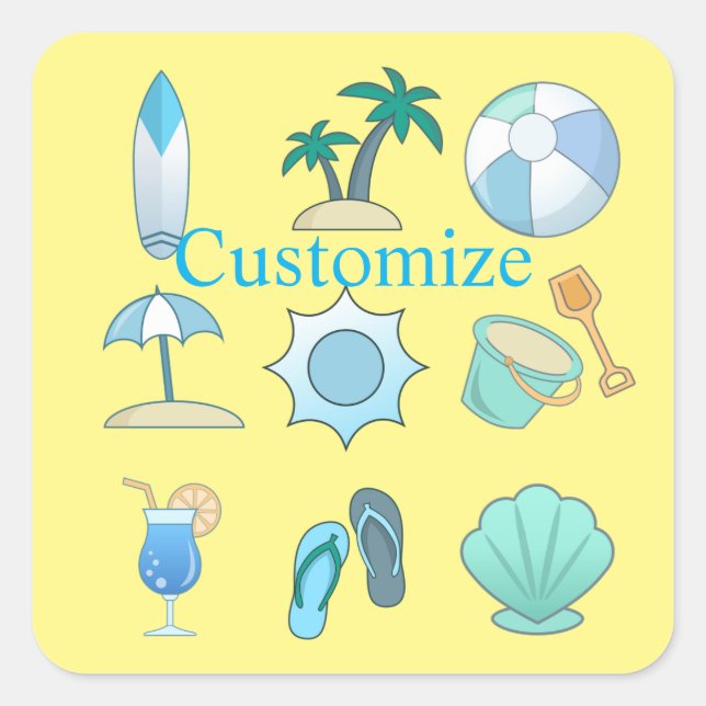 Adesivo Quadrado Coisas da vida na praia Thunder_Cove (Frente)