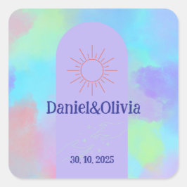 Adesivo Quadrado Coisas de Casamento Suave Roxo Profundo