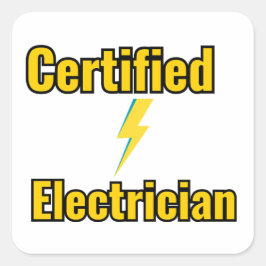 Adesivo Quadrado Cola de Relâmpago de Eletricista Certificado