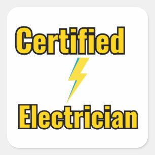Adesivo Quadrado Cola de Relâmpago de Eletricista Certificado