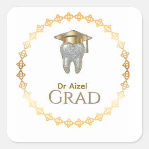Adesivo Quadrado Colação de Grau de Higienista Dental Personalize