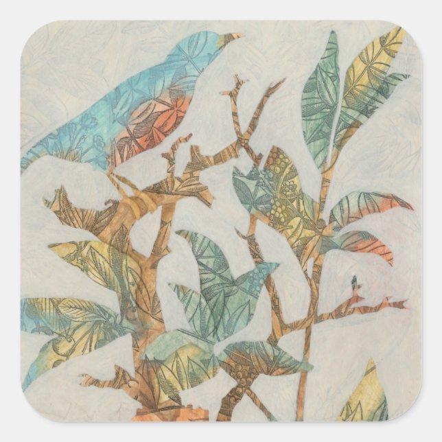 Adesivo Quadrado Colagem Aviária I (Frente)