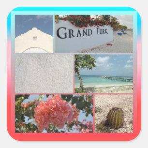 Adesivo Quadrado Colagem Colorida de Fotos em Grand Turk