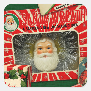 Adesivo Quadrado Colagem de Decorações de Natal Vintage Retrô