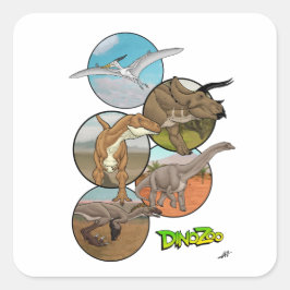 Adesivo Quadrado Colagem de Dinossauros DinoZoo
