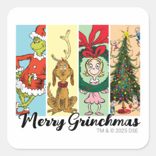 Adesivo Quadrado Colagem de Férias Feliz Grinchmas