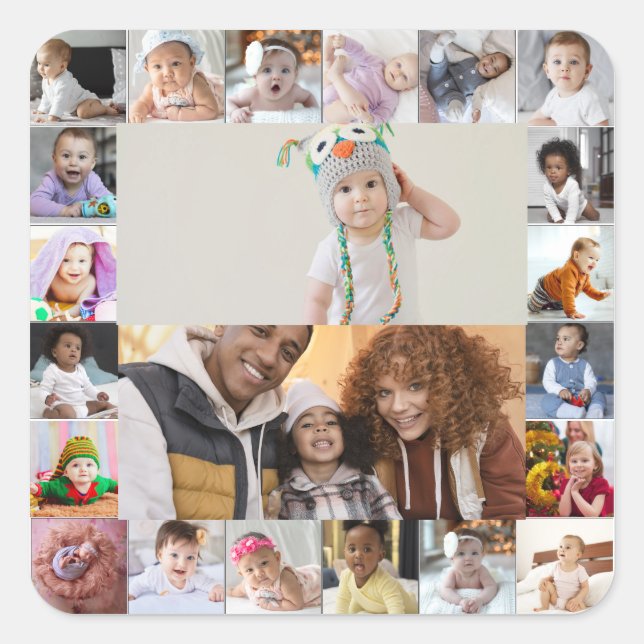 Adesivo Quadrado Colagem de Fotografias do Design 22 (Frente)