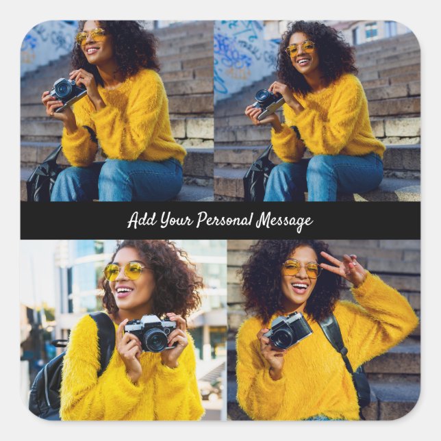 Adesivo Quadrado Colagem de Fotografias do Design 4 (Frente)
