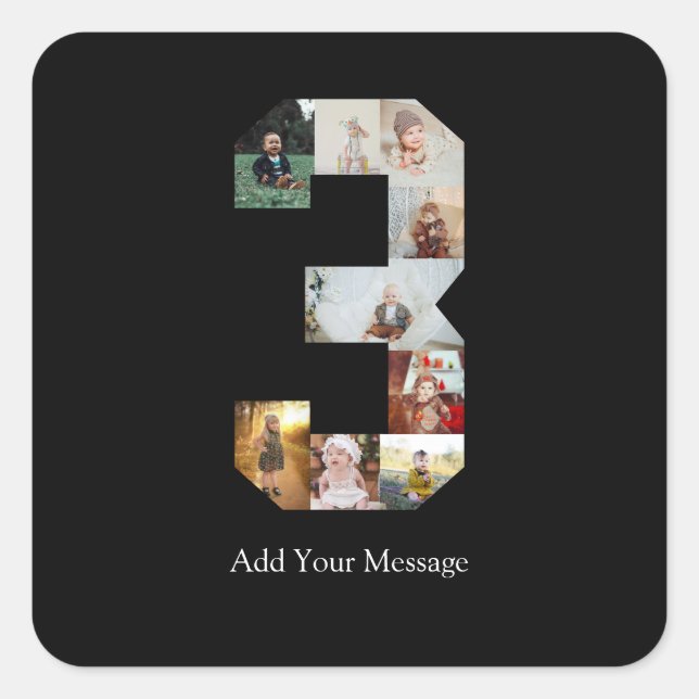 Adesivo Quadrado Colagem de Fotografias Preta e Branco Número 3 (Frente)