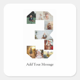 Adesivo Quadrado Colagem de Fotografias Preta e Branco Número 3