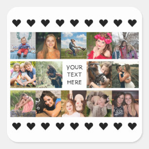 Adesivo Quadrado Colagem de Fotografias Preta Personalizada