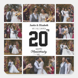 Adesivo Quadrado Colagem de Fotos de Aniversário Feliz 10