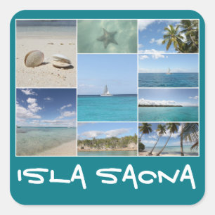 Adesivo Quadrado Colagem de Fotos Isla Saona do Caribe Cênico