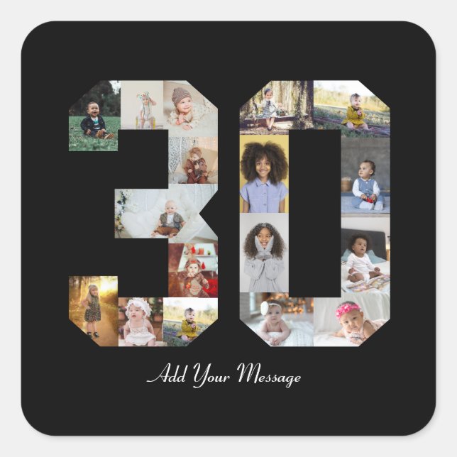 Adesivo Quadrado Colagem de Fotos Número 30 (Frente)