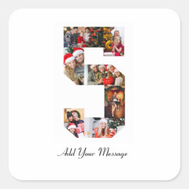 Adesivo Quadrado Colagem de Fotos Número 5 Preto e Branco