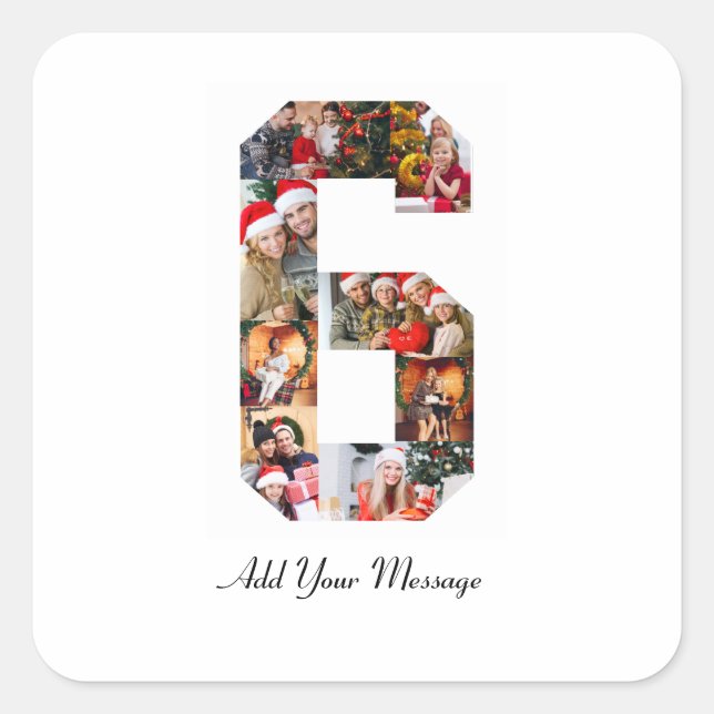 Adesivo Quadrado Colagem de Fotos Número 6 Preto e Branco (Frente)