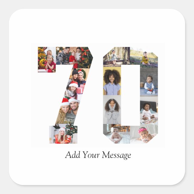 Adesivo Quadrado Colagem de Fotos Número 70 (Frente)